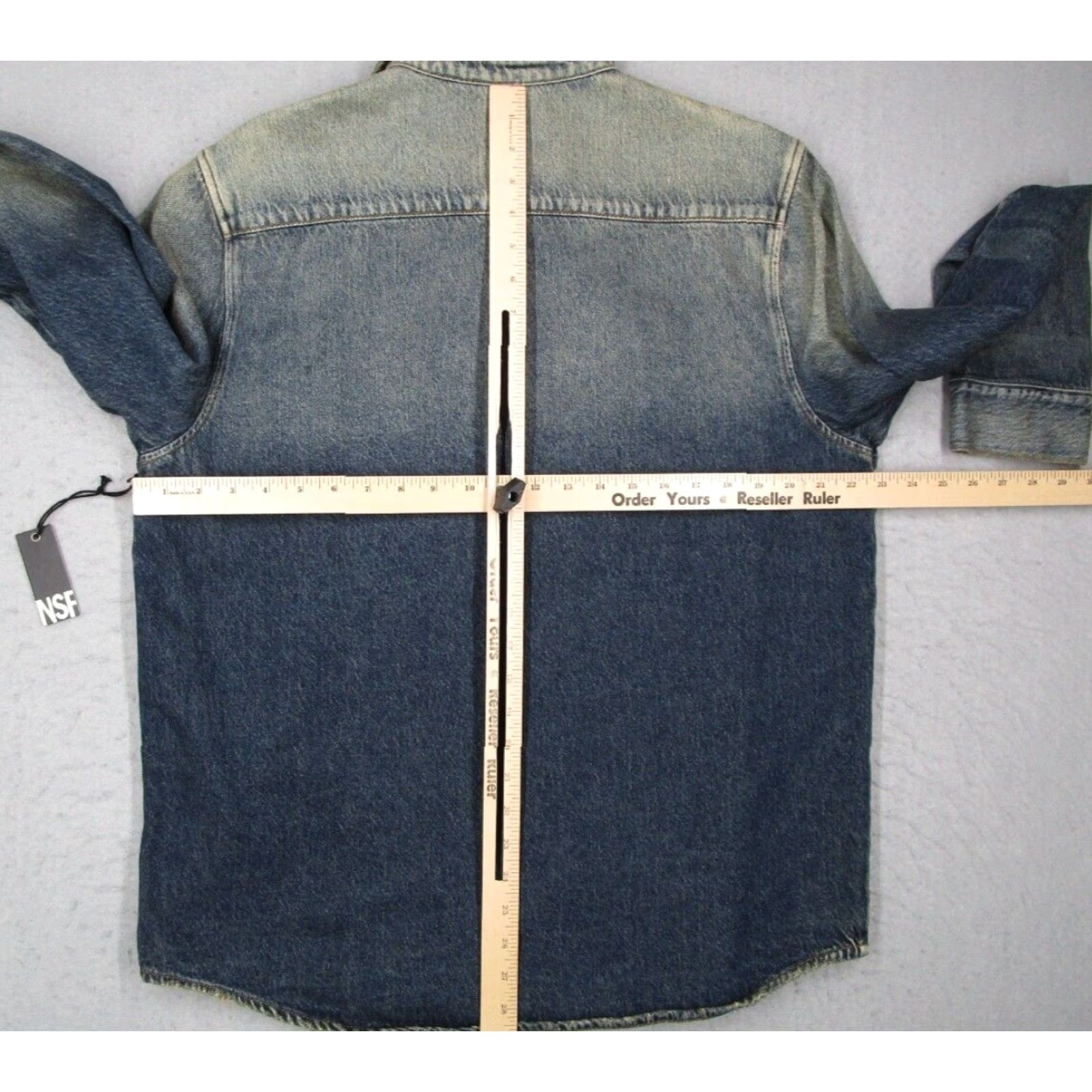 Denime NSF Clothing Denim Jacket Mens Large Blue Snap Front Shacket OverShirt Workwear Pockets 100% Cotton USA Vintage No Size US L / EU 52-54 / 3 - 7 Thumbnail