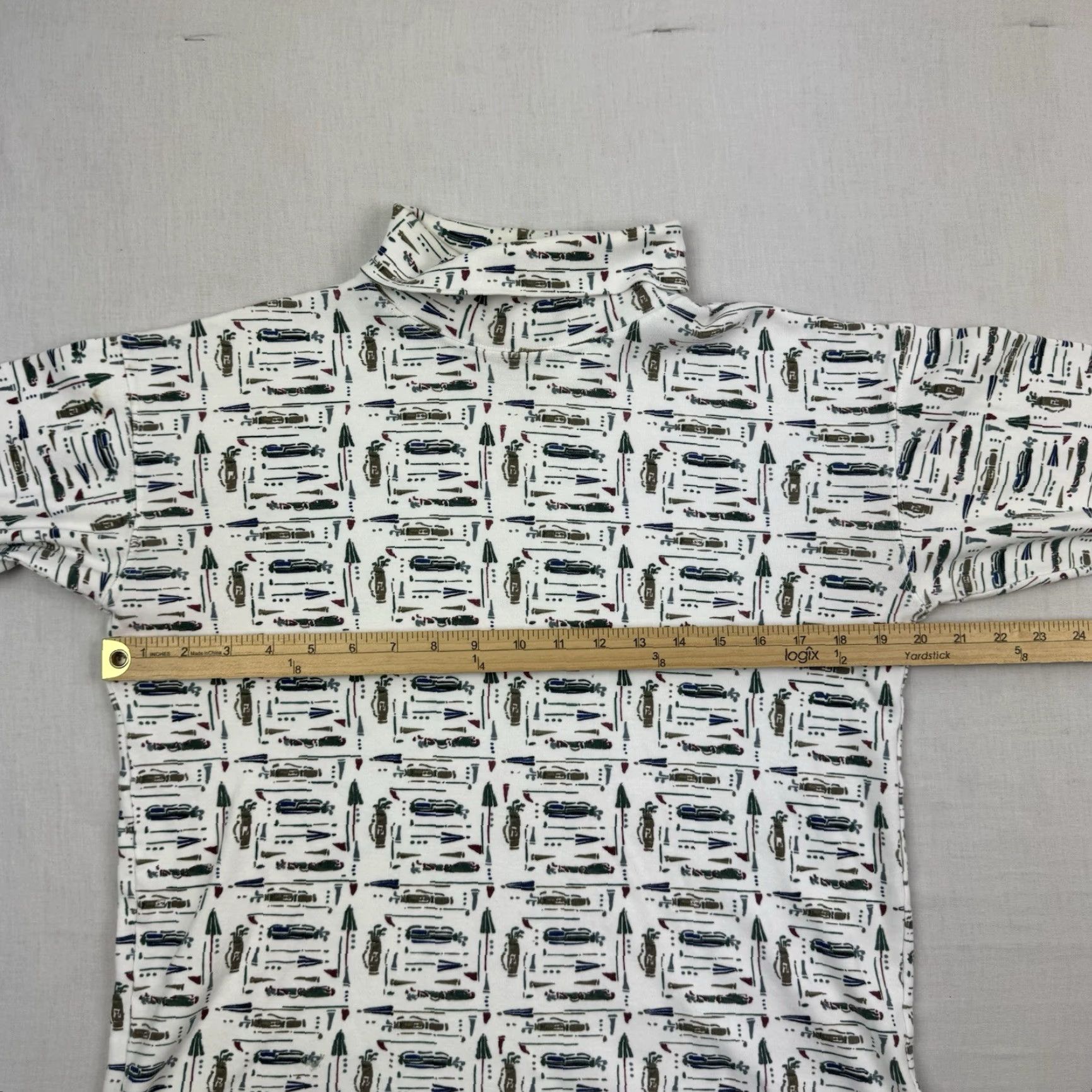 Izod VINTAGE IZOD Turtleneck Shirt Womens Medium Golf Print 90s White Size M / US 6-8 / IT 42-44 - 7 Thumbnail