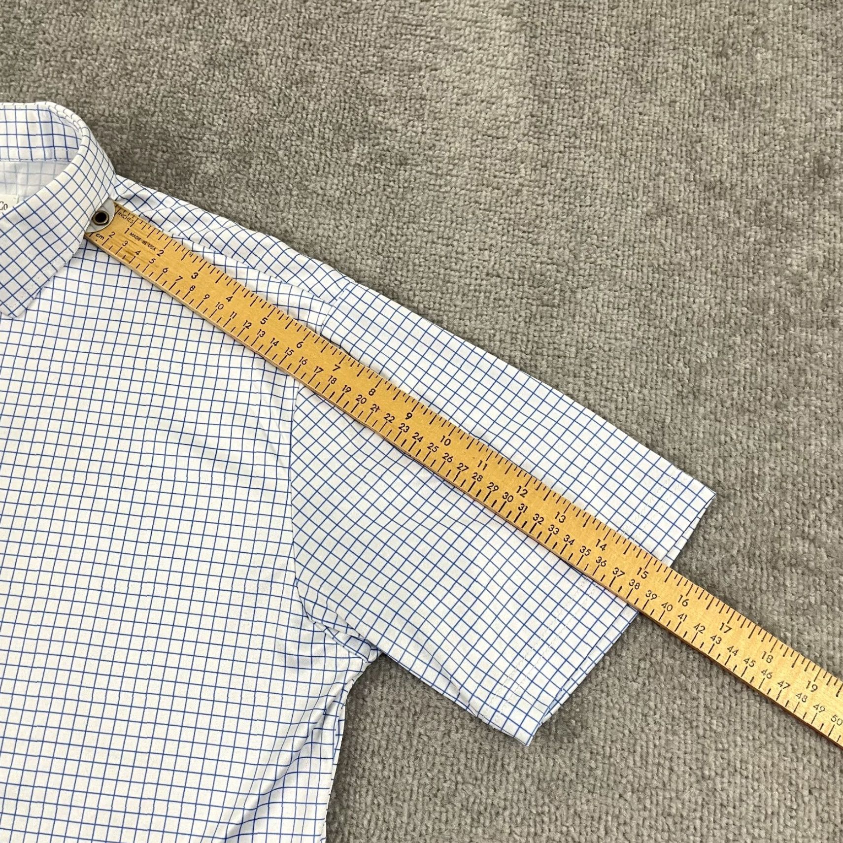 CO Collars & Co Polo Shirt Mens Large White Blue Grid Dress Collar Business Casual Size US L / EU 52-54 / 3 - 6 Thumbnail
