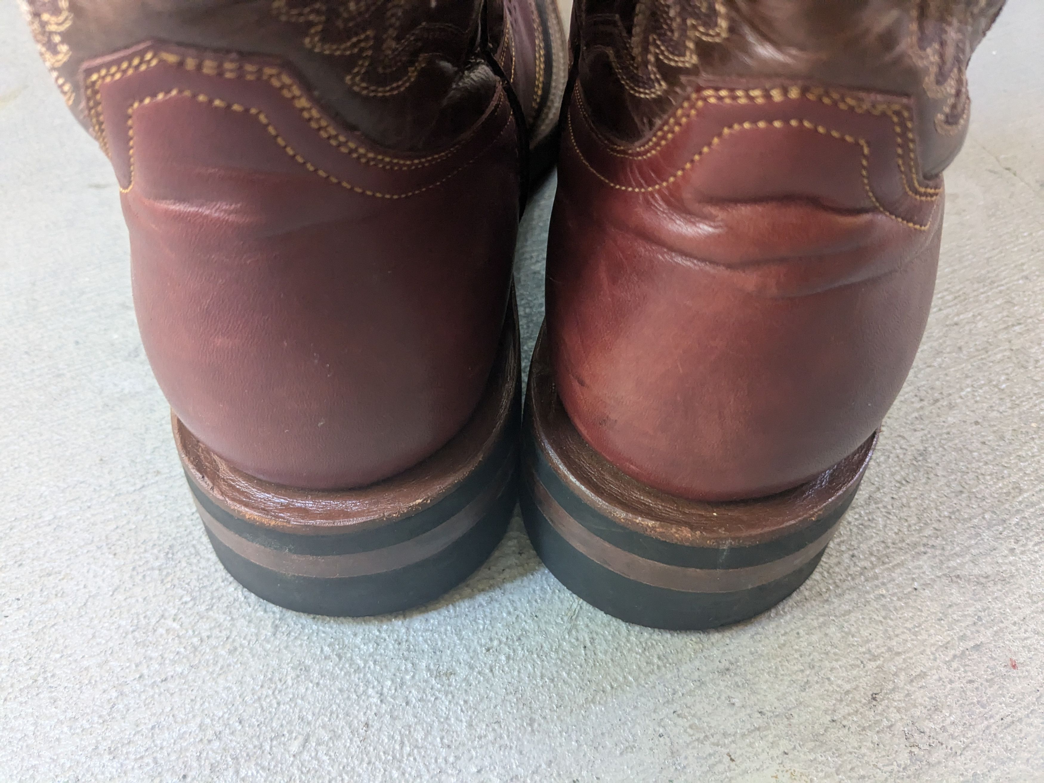 Genuine Leather Denver Cowboy Boots Brown Leather Black 11 Square Toe Rubber Size US 11 / EU 44 - 14 Thumbnail