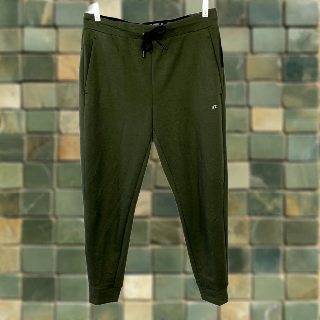 Olive VINTAGE Russell Fusion Knit Jogger Pants Olive Green L 36-38 Slim Fit Men Size US 33 - 1 Thumbnail