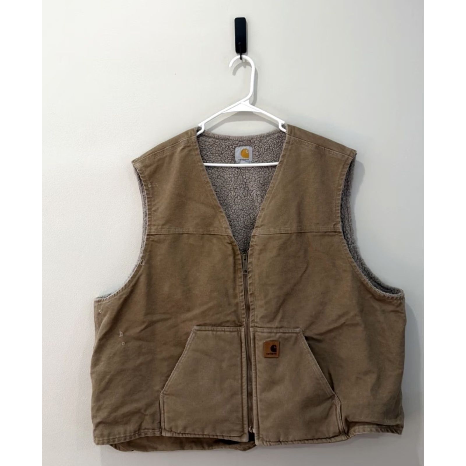 Carhartt VINTAGE Carhartt Vest 3XL Brown Canvas Lined FRB Sherpa 90s City Classic Outdoor Workwear Unisex Adults Mens Womens Size US XXL / EU 58 / 5 - 2 Thumbnail