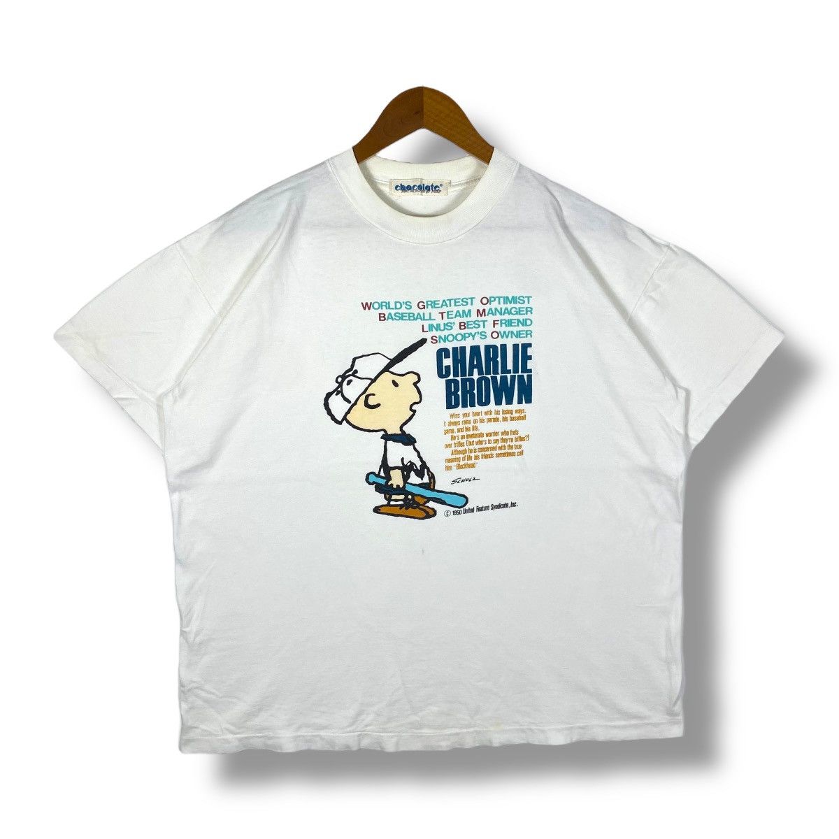 Peanuts × Vintage Vintage 50's CHARLIE BROWN Schulz Cartoon Graphic Tee Shirt Size US L / EU 52-54 / 3 - 1 Thumbnail