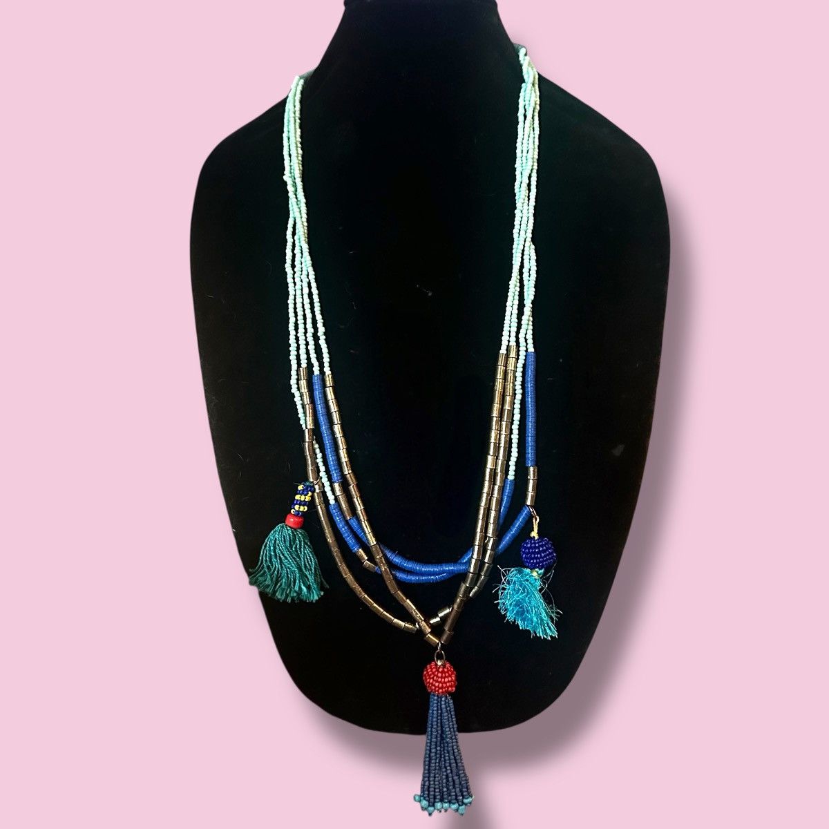 Other Long boho multi strand beaded tassel necklace Size ONE SIZE - 1 Thumbnail