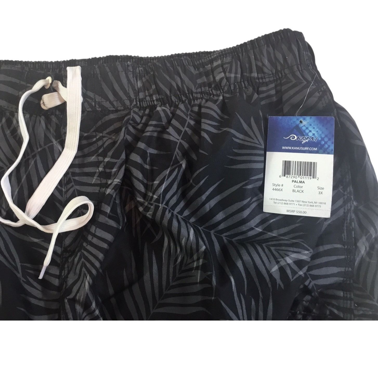 Other Kanu Swim Surf Shorts 3XL NWT Black Gray Palm Print $50 Tag Size US 44 / EU 60 - 3 Thumbnail