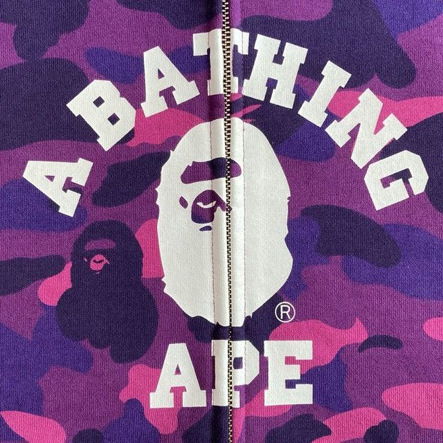 Bape BAPE Purple camo college logo full zip hoodie a bathing ape Size US L / EU 52-54 / 3 - 2 Thumbnail