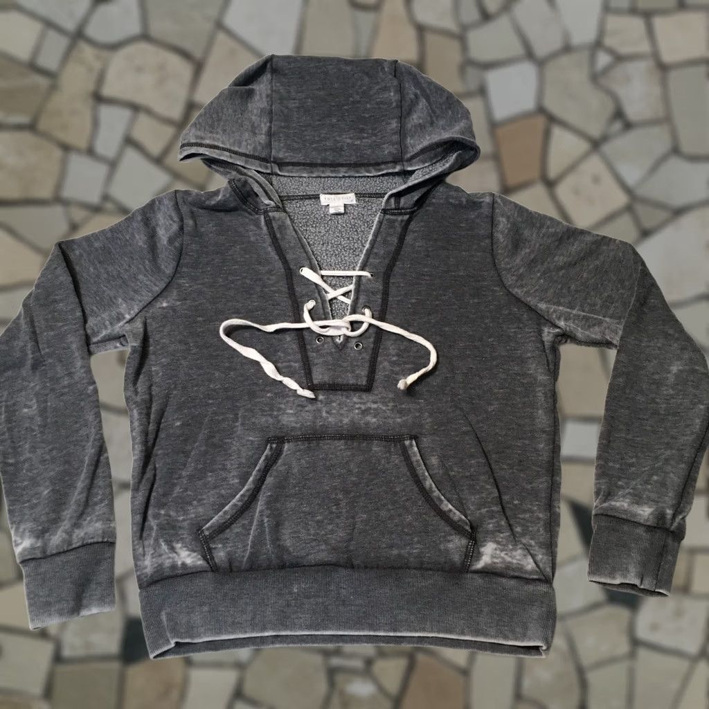 Vintage FULL TILT Hoodie Sweatshirt Womens Small gray v neck closure design Size S / US 4 / IT 40 - 1 Thumbnail