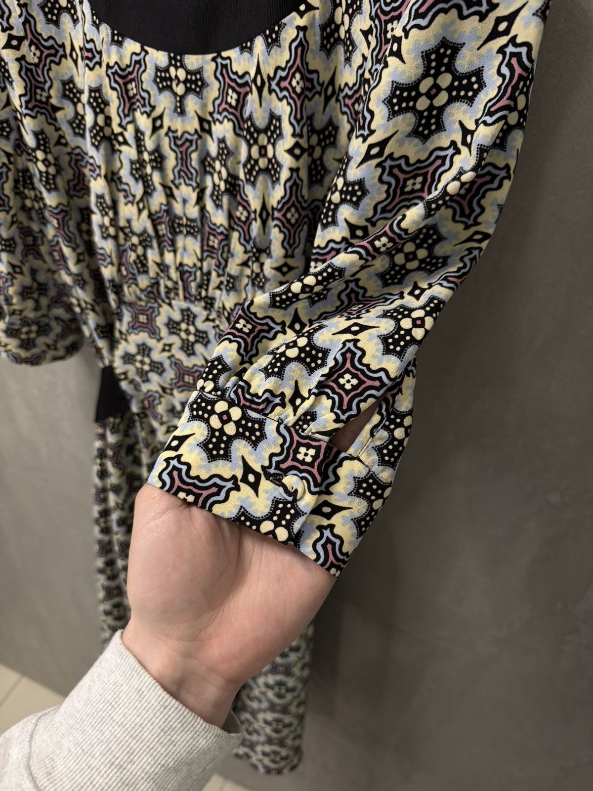 Prada Prada 2015 Purple & Blue Printed Viscose Stretch Crepe Dress Size S / US 4 / IT 40 - 7 Thumbnail
