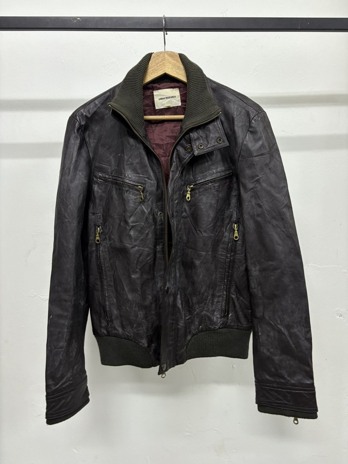 URBAN RESEARCH DOORS Vintage Urban Research Brown Patina Zipper Leather Jacket Size US M / EU 48-50 / 2 - 17 Thumbnail