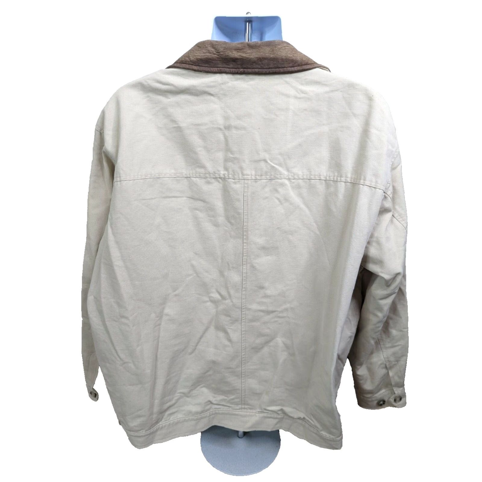 Vintage VINTAGE L.L Bean Plaid-Lined Barn Chore Canvas Coat XL Beige Leather Collar Men Size US XL / EU 56 / 4 - 4 Thumbnail