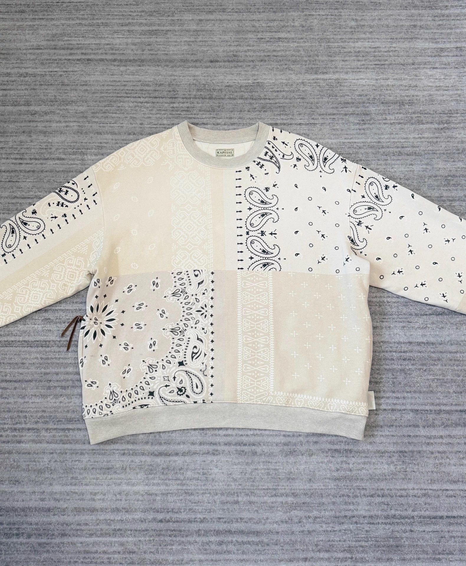 Kapital Kapital Cream Paisley Color Block Padded Sweatshirt Size US S / EU 44-46 / 1 - 2 Thumbnail