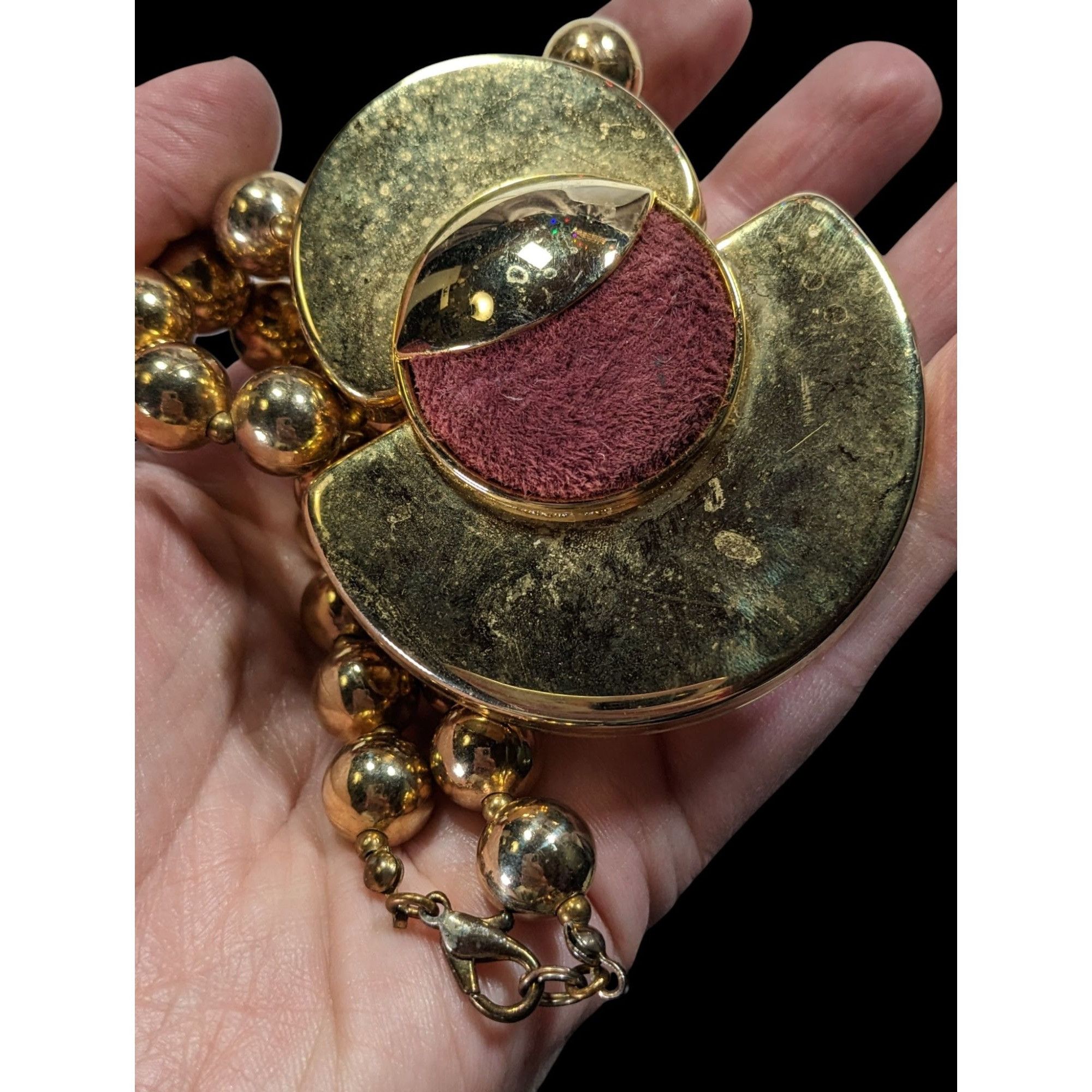 Other Vintage Retro Chunky Gold-Tone Beaded Necklace With Bold Pen Size ONE SIZE - 3 Thumbnail