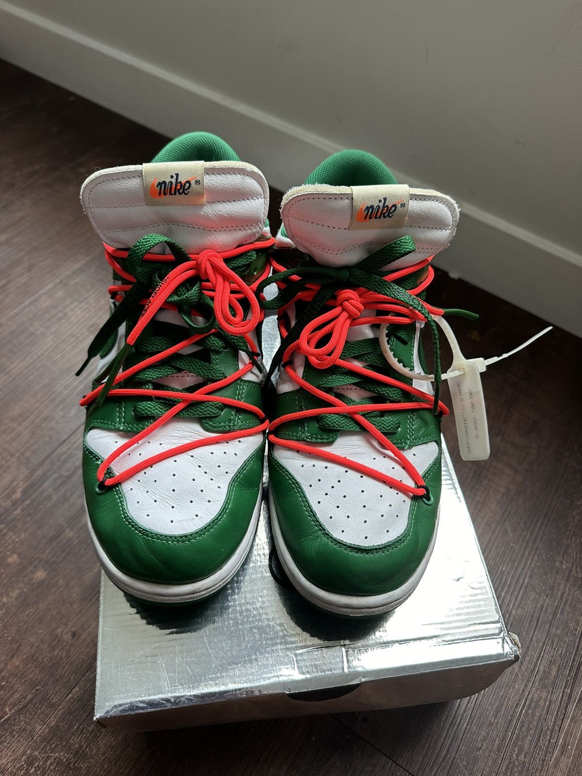 Nike × Off-White Off-White Dunks Pine Green Size US 12 / EU 45 - 3 Thumbnail
