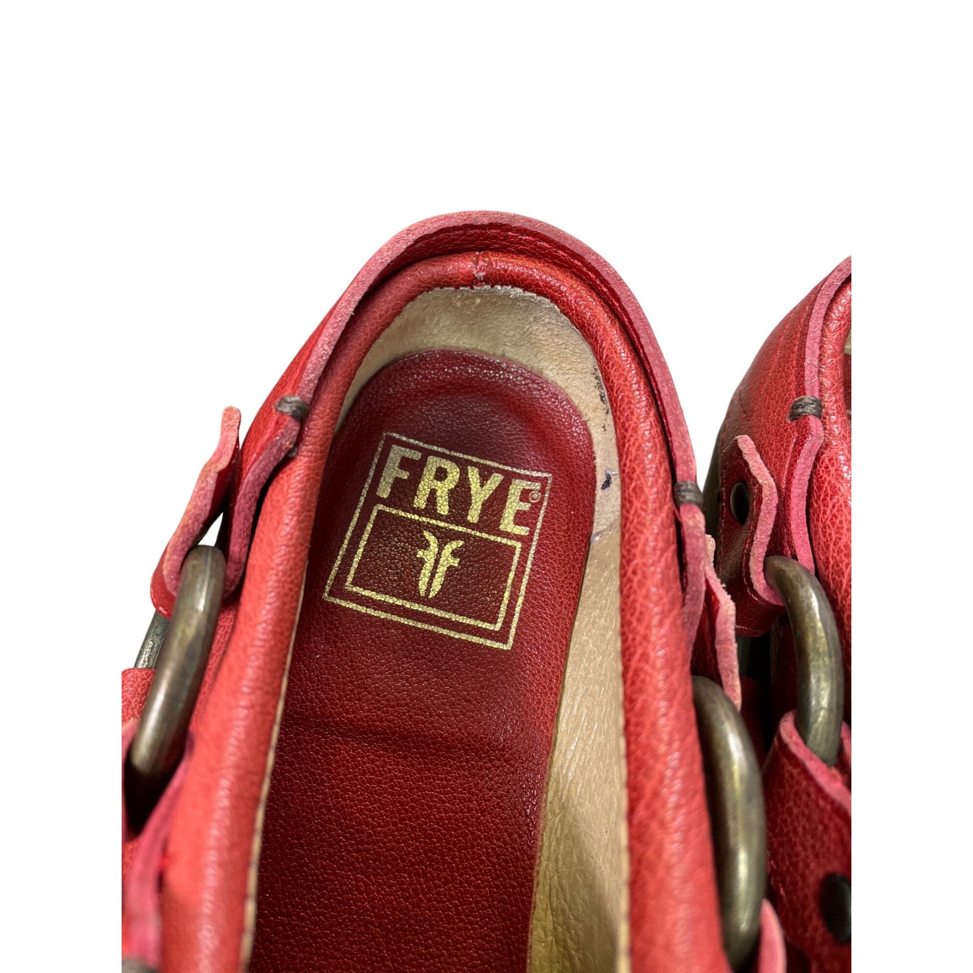 Frye Frye Vintage womans Leather Red Harness Mules Booties shoes Size US 7 / IT 37 - 10 Thumbnail