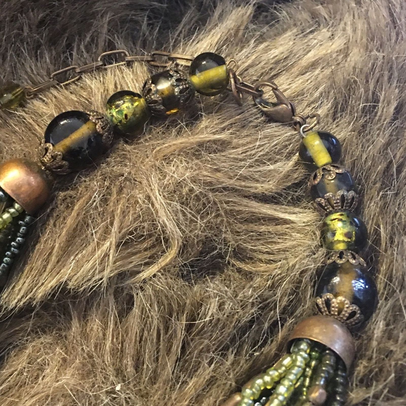 Vintage Vintage 90s forest tone glass & seed bead necklace Size ONE SIZE - 8 Thumbnail