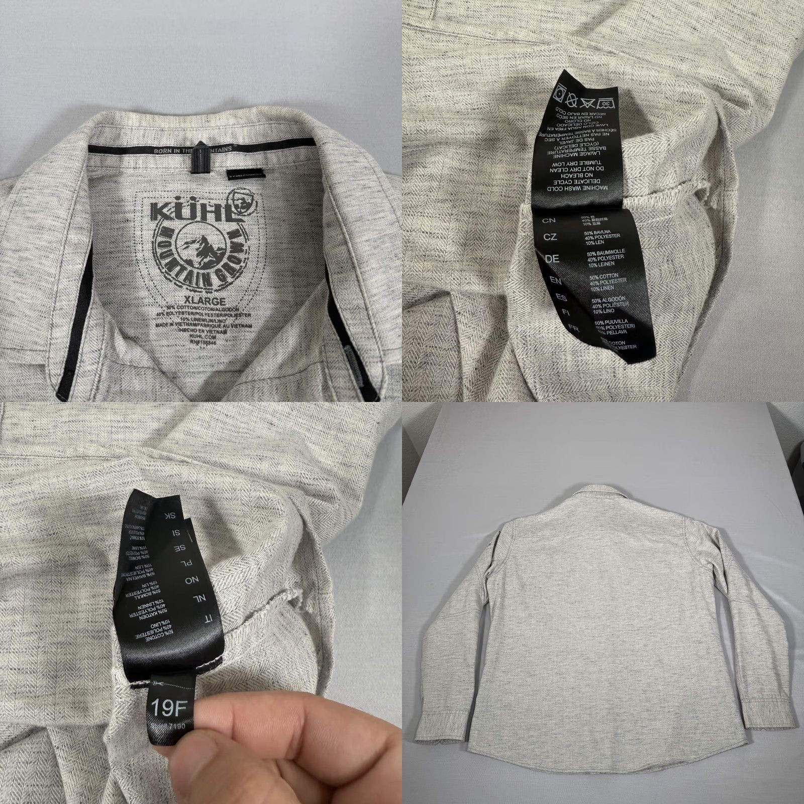 Vintage Kuhl Mens Button-Up Shirt XL Gray Heather Linen Cotton Polyester Long Sleeve Hike Pockets Reg Regular Brand: Kuhl Size US XL / EU 56 / 4 - 8 Thumbnail