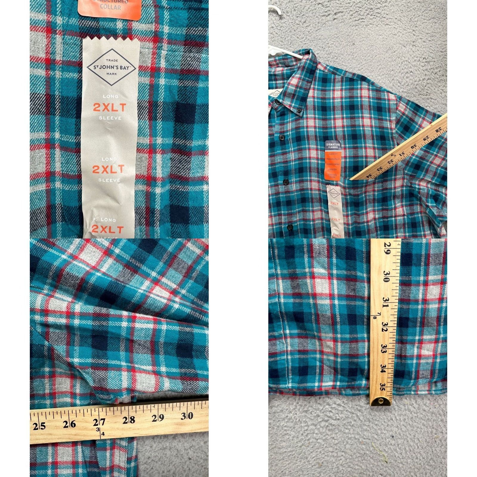 Vintage VINTAGE? No. St. Johns Bay Super Soft Flannel Shirt Men 2XLT Big Tall Teal Plaid Button Up NEW Size US XXL / EU 58 / 5 - 8 Thumbnail