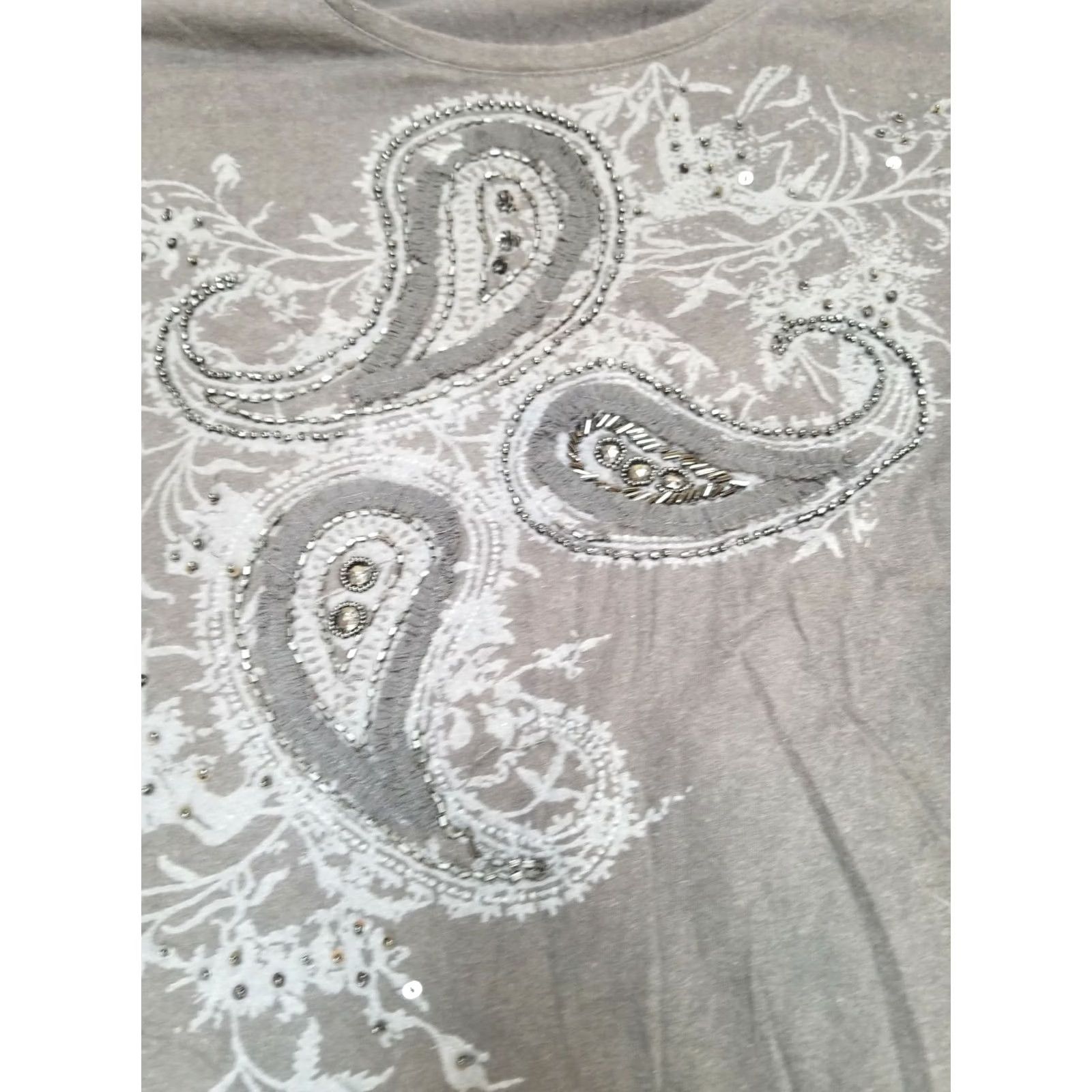 Vintage Pi Pori Womens Paisley Hand Embellished Short Sleeve T-Shirt Black Medium Size M / US 6-8 / IT 42-44 - 5 Thumbnail