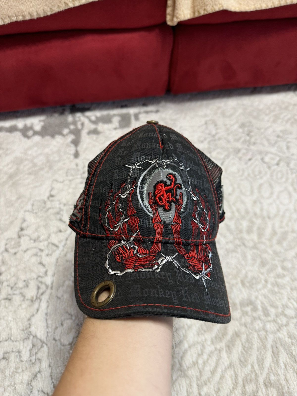 Japanese Brand × Red Monkey Red Monkey Los Angels Japanese style Y2K trucker hat cap 🧢 Size ONE SIZE - 1 Thumbnail