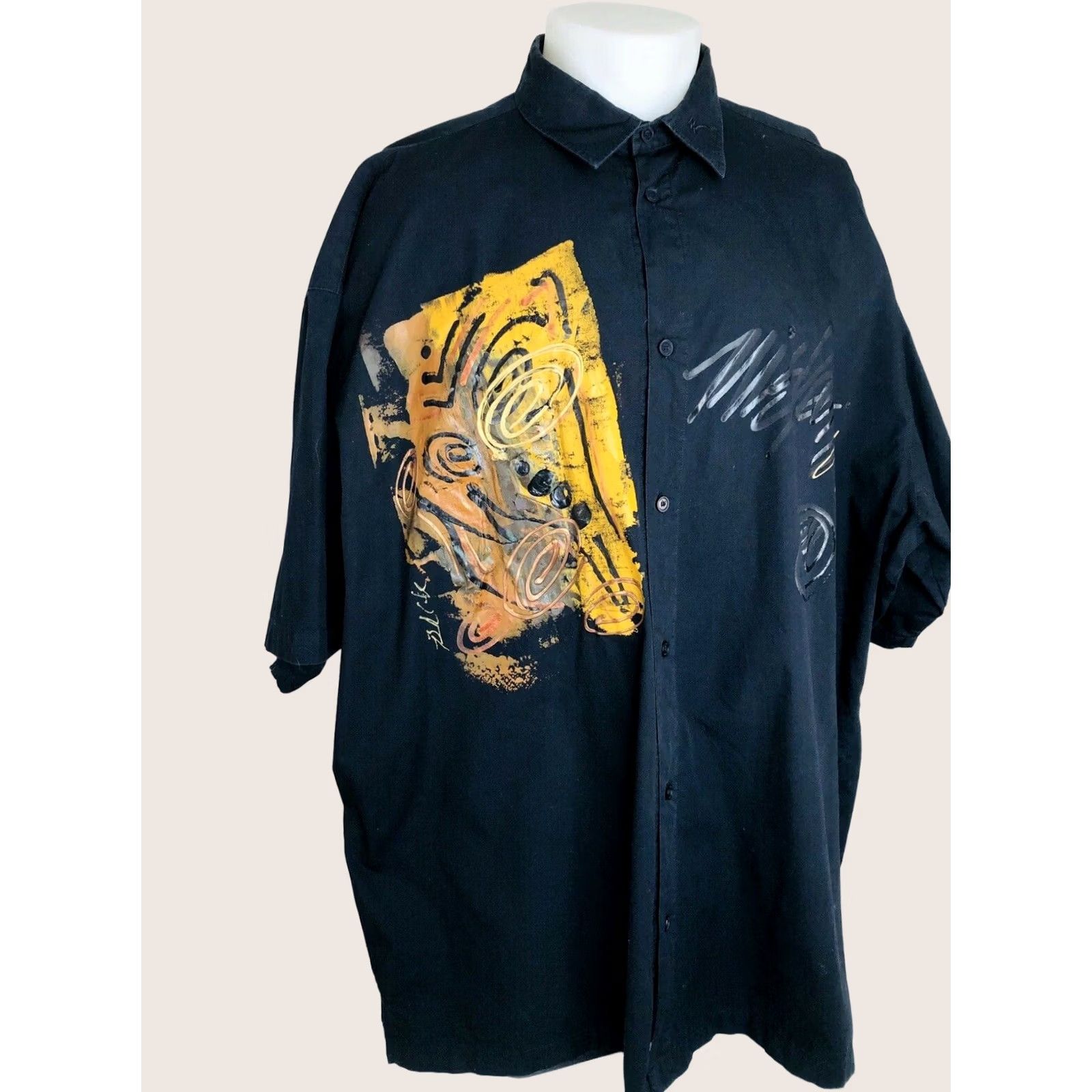 Vintage MISKEEN ORIGINALS / HAND PAINTED - Mens 4XL Hip Hop Vintage Shirt Shirt Mens 4XL Black Hip Hop Hand-Painted VINTAGE Size US XXL / EU 58 / 5 - 1 Thumbnail