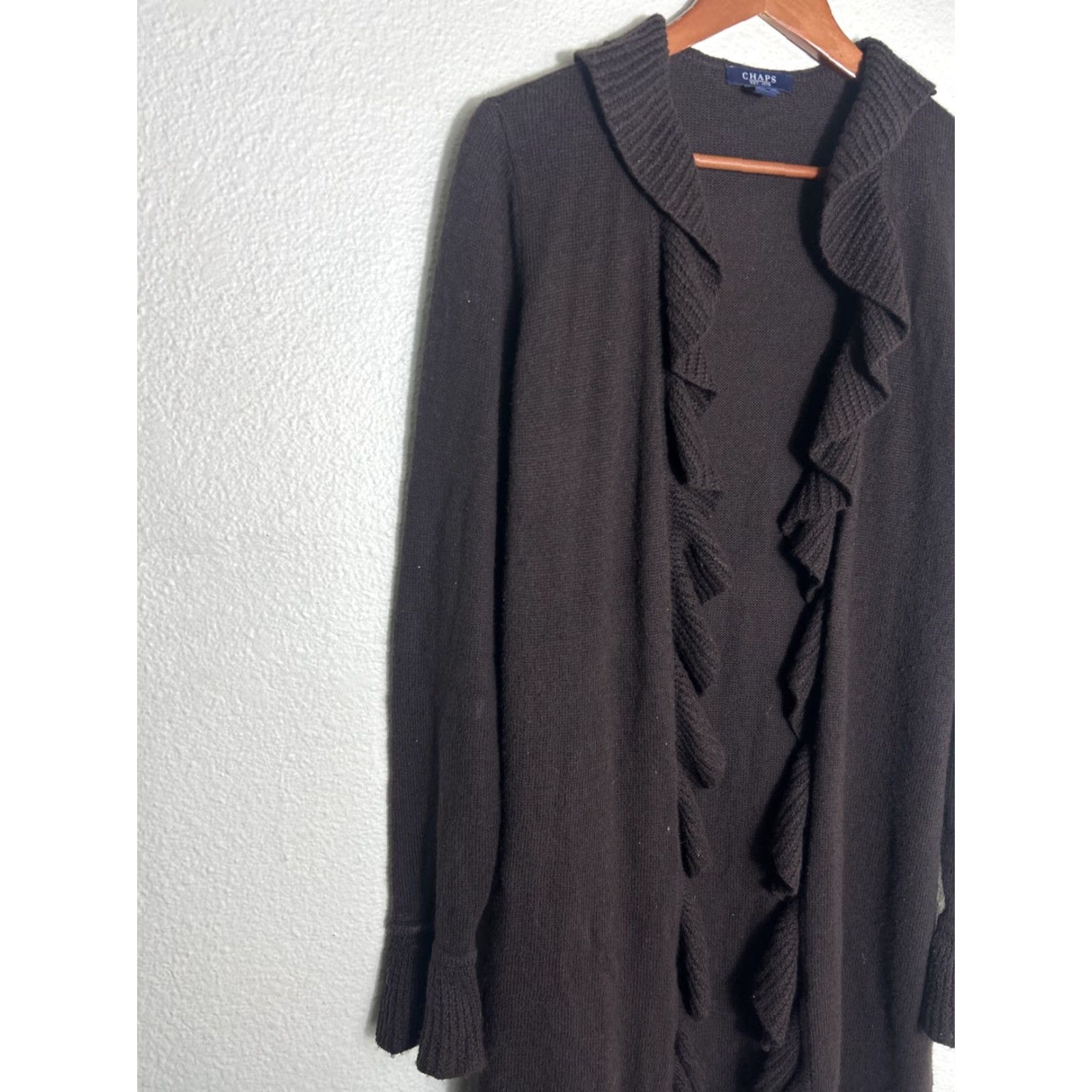 Chaps Chaps Cardigan Womens XL Brown Cotton Nylon Viscose Angora Pullover Sweater Size XL / US 12-14 / IT 48-50 - 2 Thumbnail