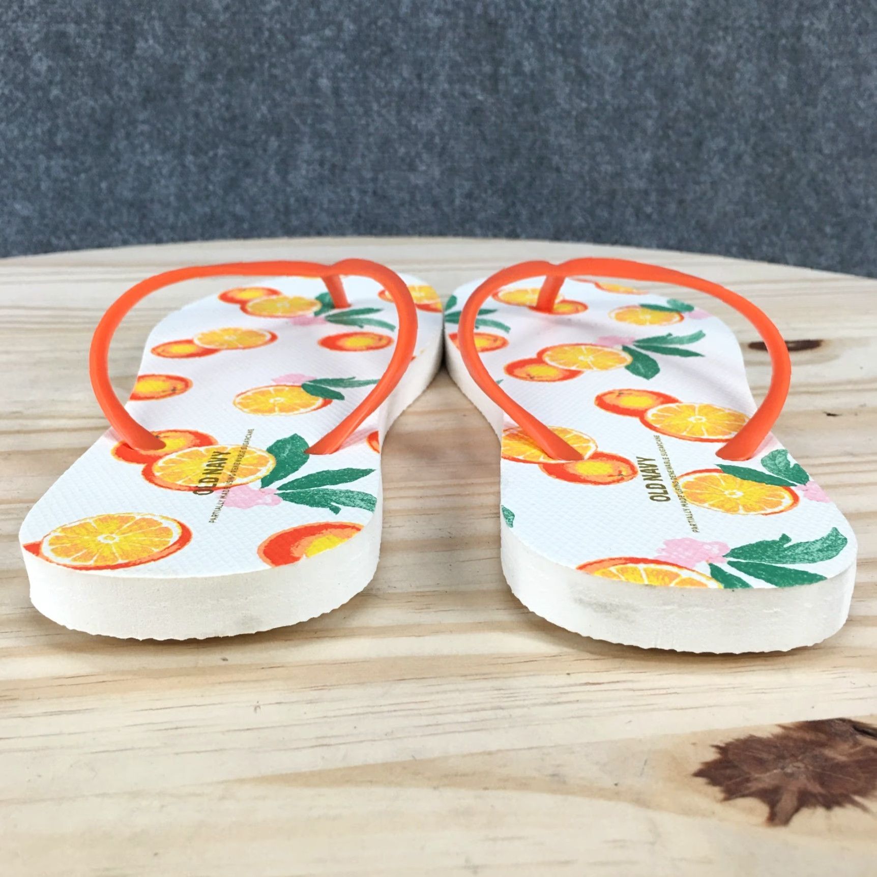 Old Navy Old Navy Sandals Womens 9 Orange Flip Flop Toe Post Casual Orange Fruit Print Womens Sandal Fold Slip On Size US 9 / IT 39 - 6 Thumbnail