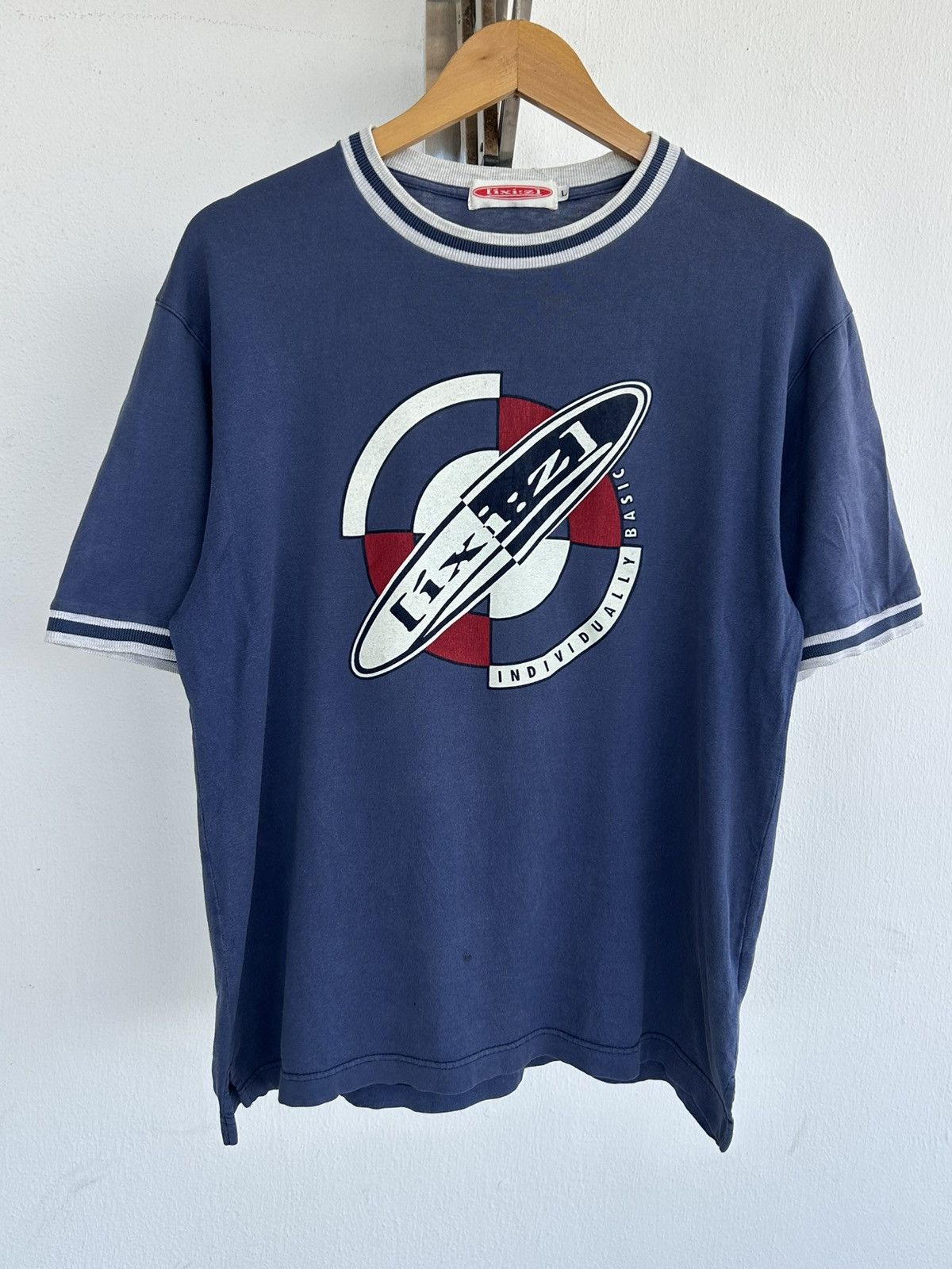 Issey Miyake Ixiz Blue Ringer Japan Vintage Tee Size US L / EU 52-54 / 3 - 1 Thumbnail