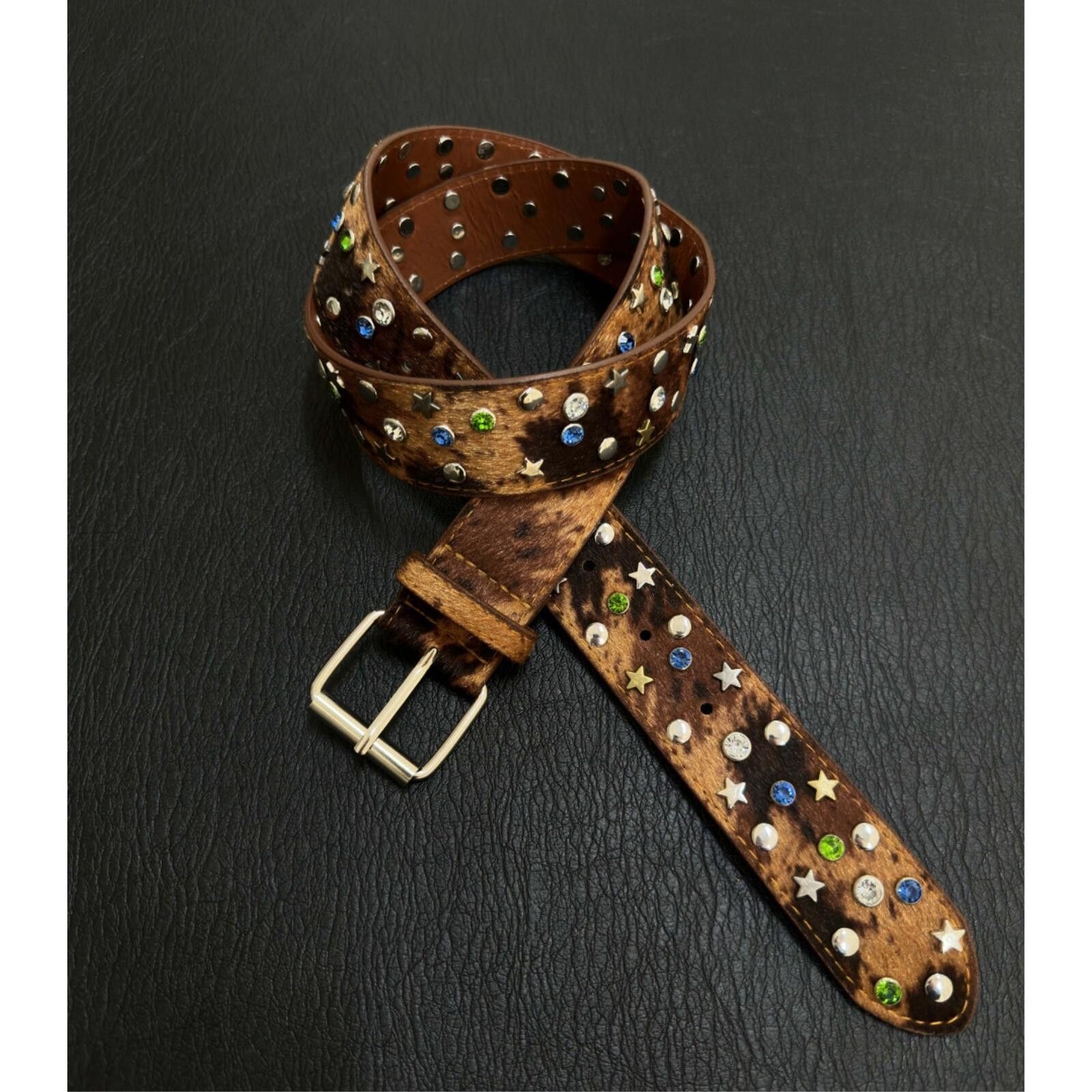 Other Horsehair Gemstone Belt | Coloured Crystal Brown Vintage Size ONE SIZE - 3 Thumbnail