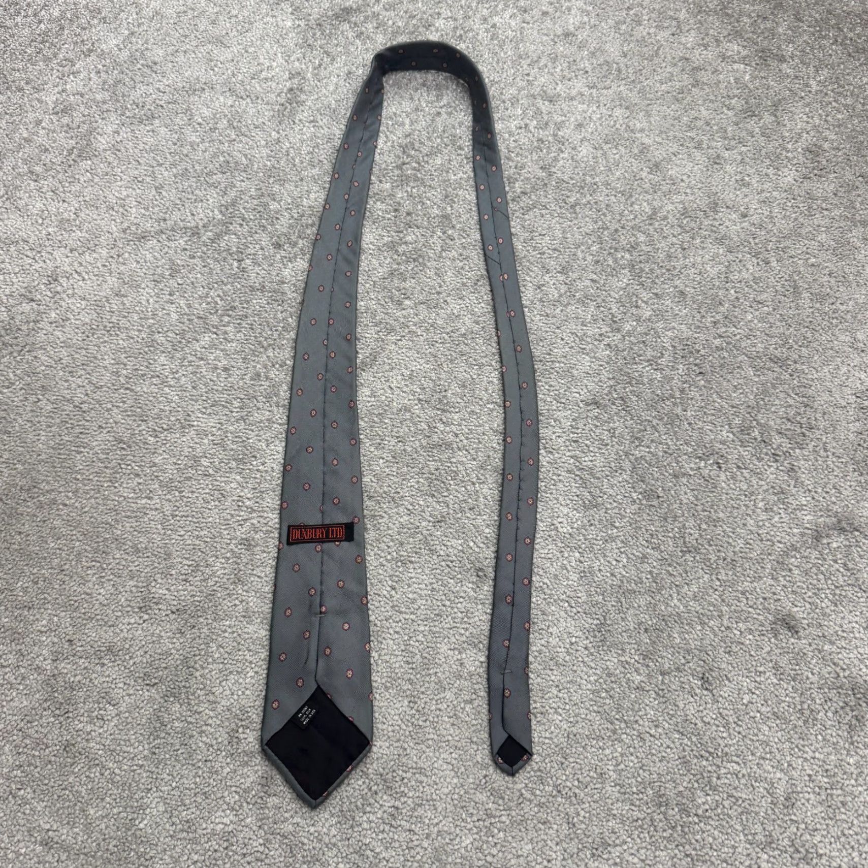 Vintage VINTAGE Duxbury Tie Geometric Silk Classic USA One Size Gray Mens Neckwear 57-60" Classic Pattern 100% Silk Geometric Vintage Mens Accessories Size ONE SIZE - 2 Thumbnail