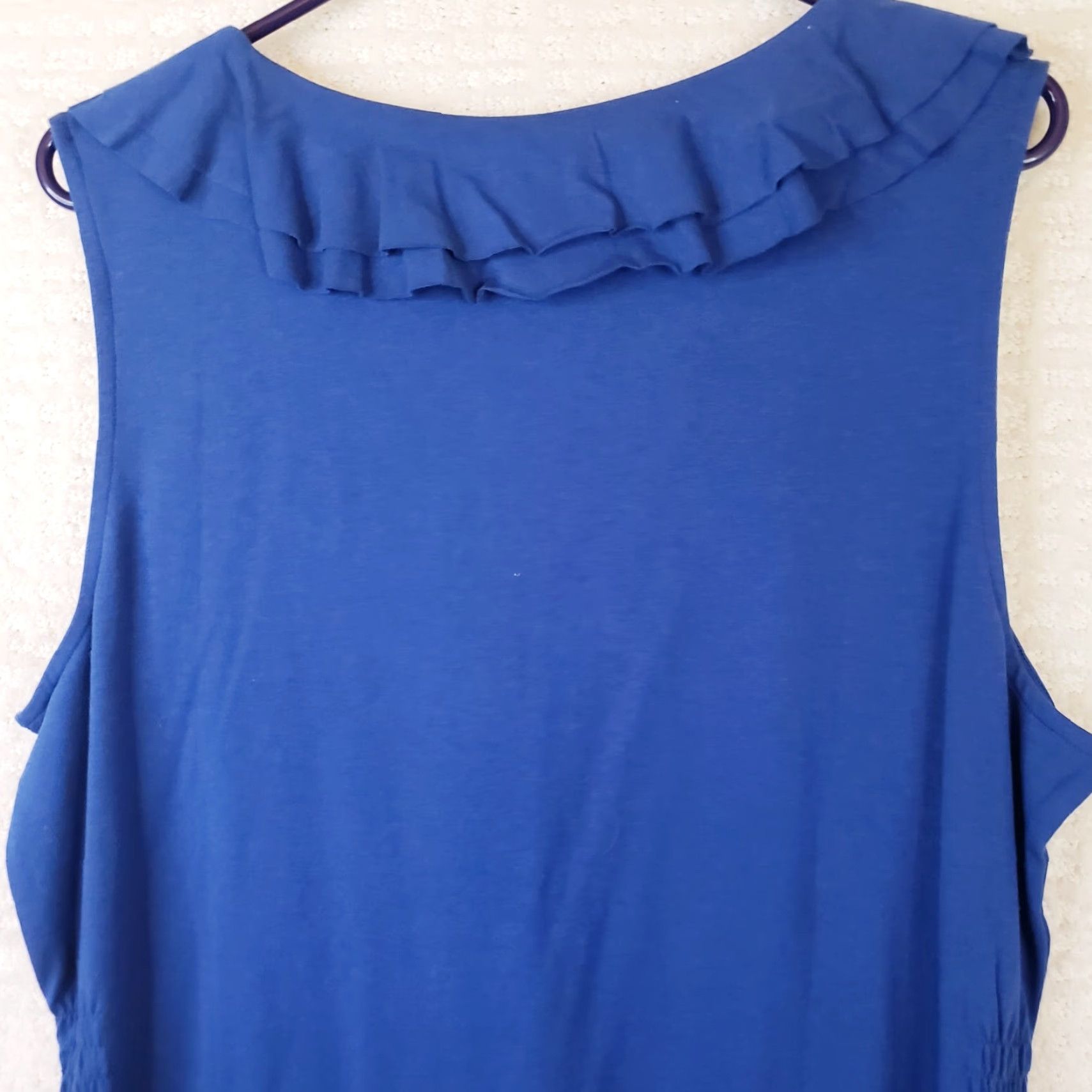 Vintage Sahalie Midi Dress XL Blue Sleeveless V-Neck Knit Cotton Modal Spandex Stretch Size XL / US 12-14 / IT 48-50 - 7 Thumbnail