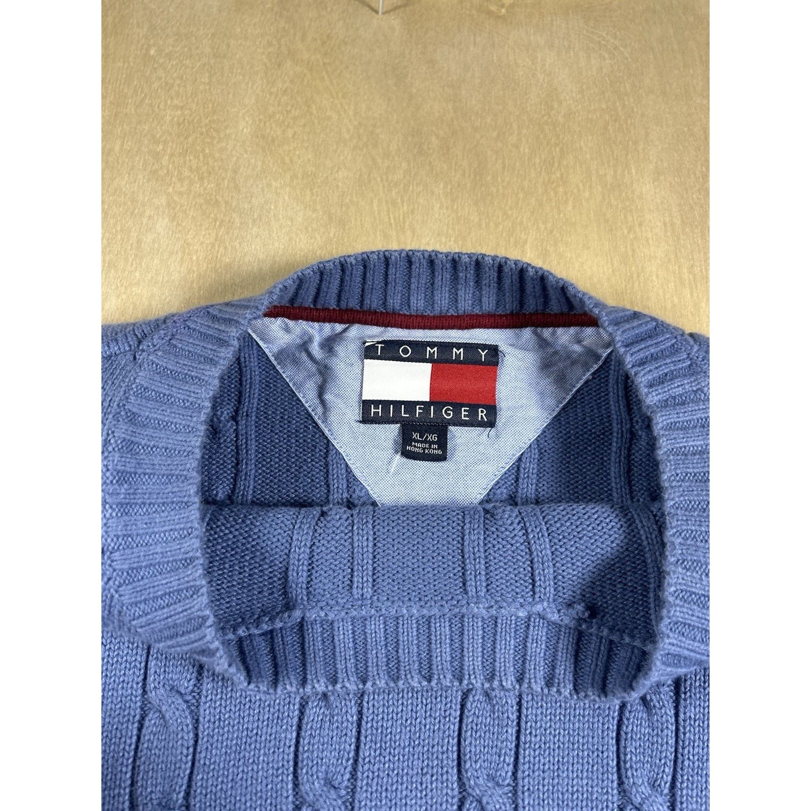 Tommy Hilfiger Tommy Hilfiger Blue Cable Knit Sweater Men Size XL Cotton Size US XL / EU 56 / 4 - 4 Thumbnail
