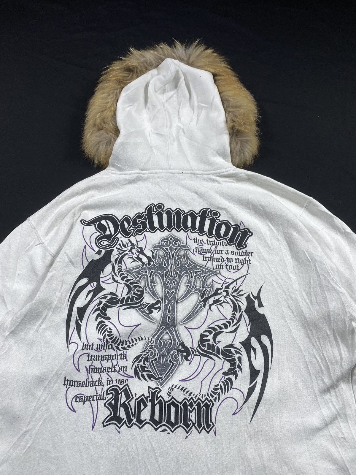 Le Grande Bleu (L.G.B.) Japenese Beaumere fur hoodie poem gothic punk style Size US L / EU 52-54 / 3 - 9 Thumbnail