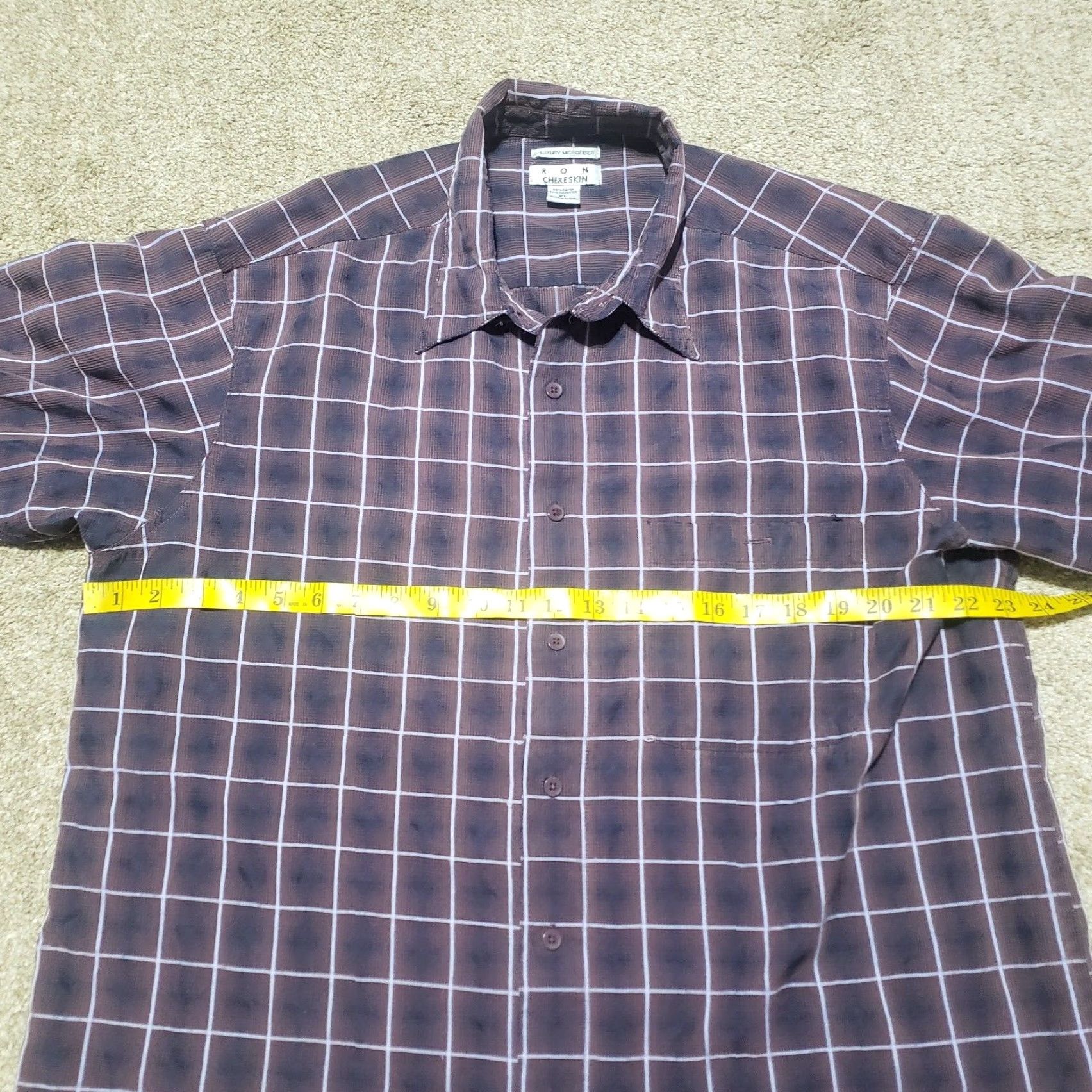 Vintage RON CHERESKIN Shirt Button-Up XL Brown Plaid Long Sleeve Men’s XL Sueded Luxe Microfiber Polyester Rayon Casual Classic Size US XL / EU 56 / 4 - 4 Thumbnail