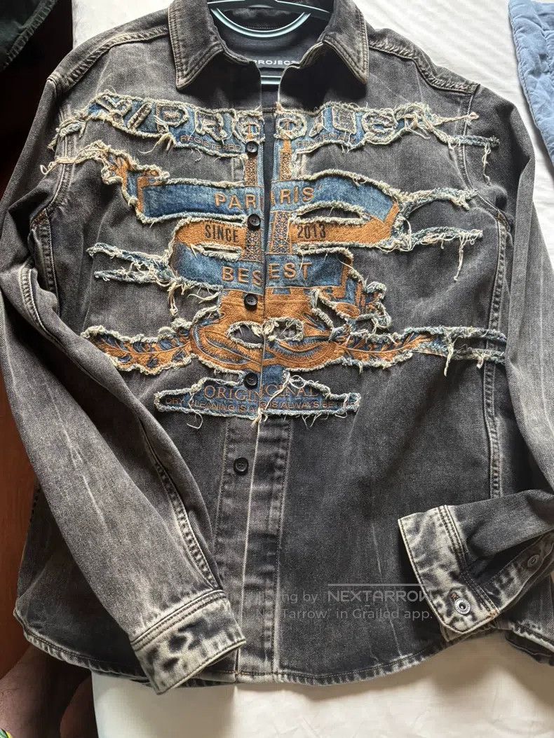 Y/PROJECT Size S Paris Tower Patch Denim Jacket