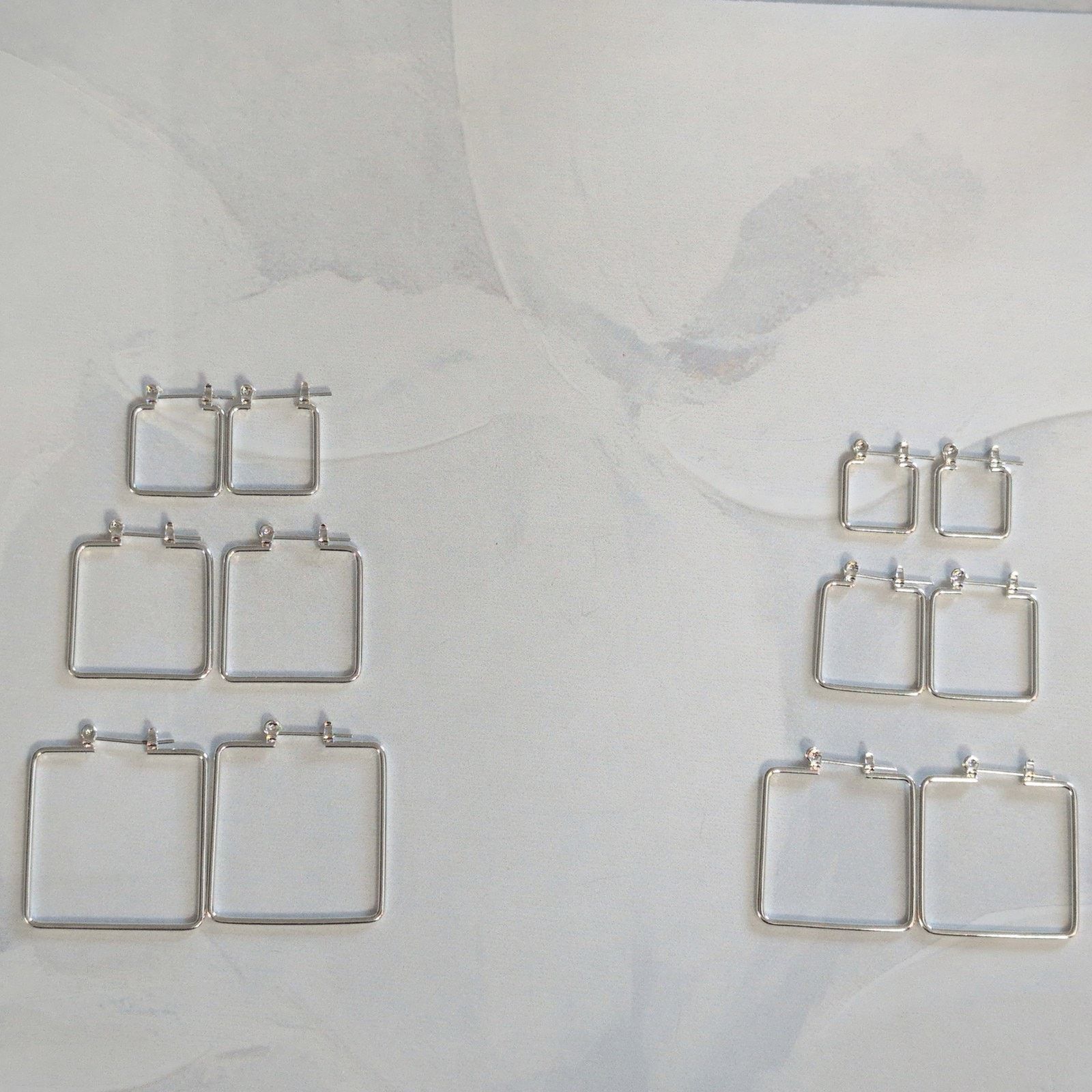 Other Versatile VTG 1980 Set of 6 Silver-Tone Square Hoop Earrings Size ONE SIZE - 6 Thumbnail