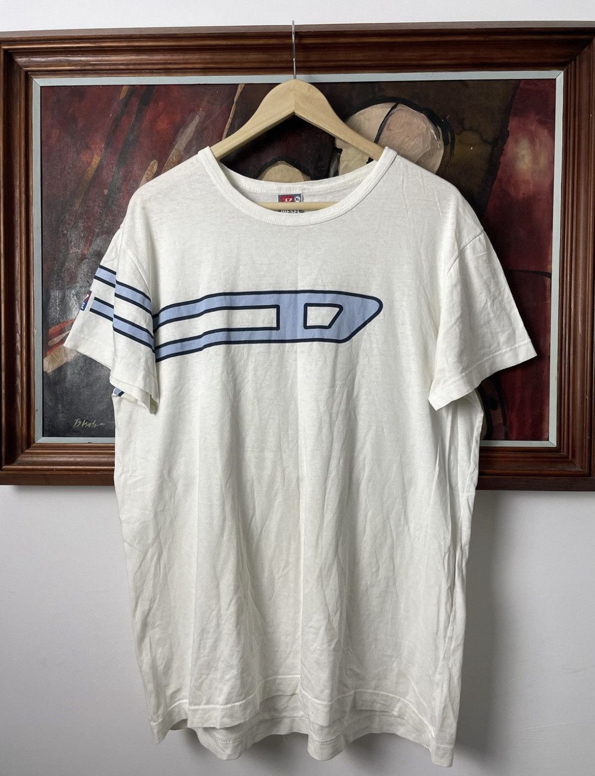Diesel Vintage Y2k Avant Garde Diesel Tee Rare White Blue Hype Size US L / EU 52-54 / 3 - 1 Thumbnail