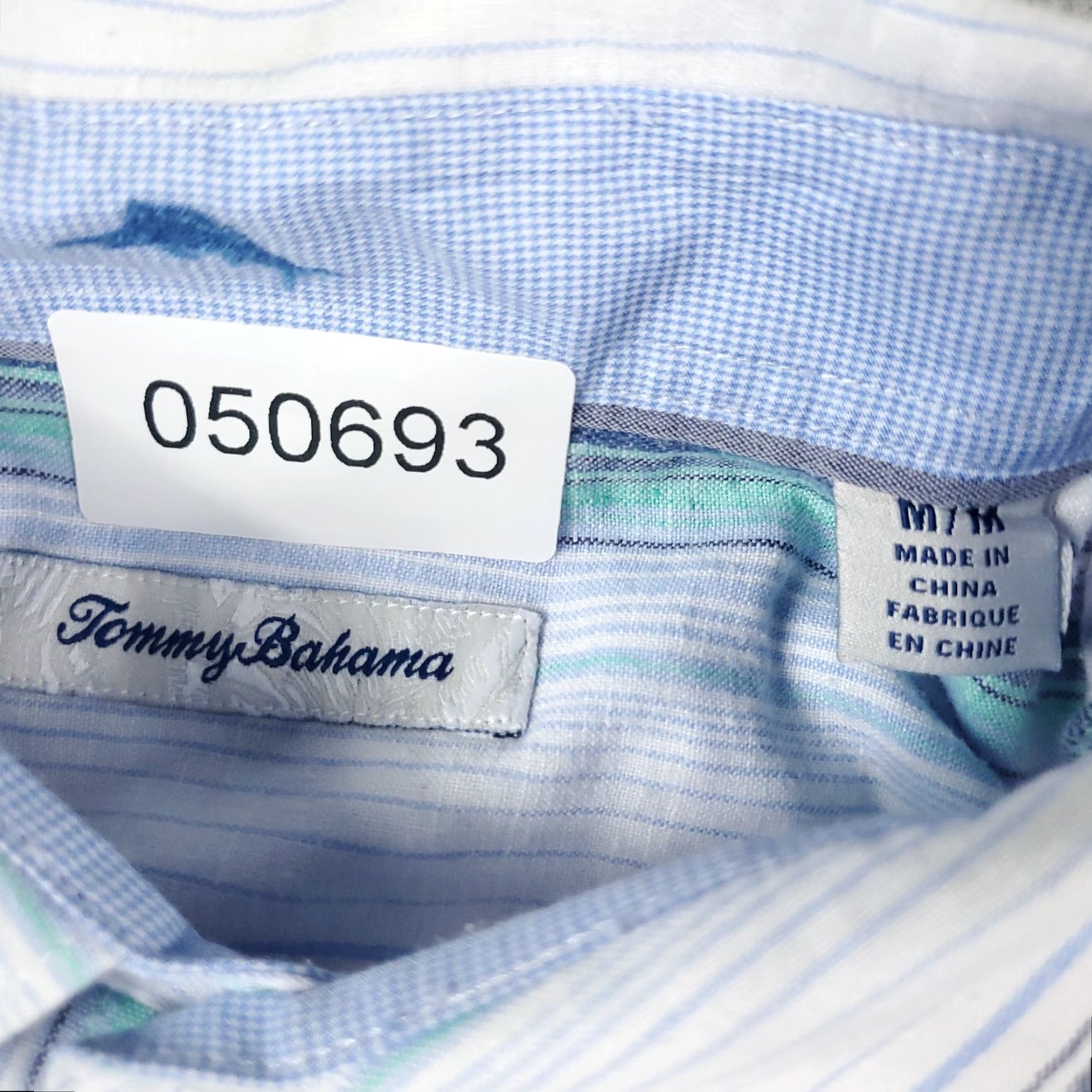 Tommy Bahama Tommy Bahama Shirt Mens Medium Blue Striped Linen Blend Button Up Long Sleeve Size US M / EU 48-50 / 2 - 7 Thumbnail