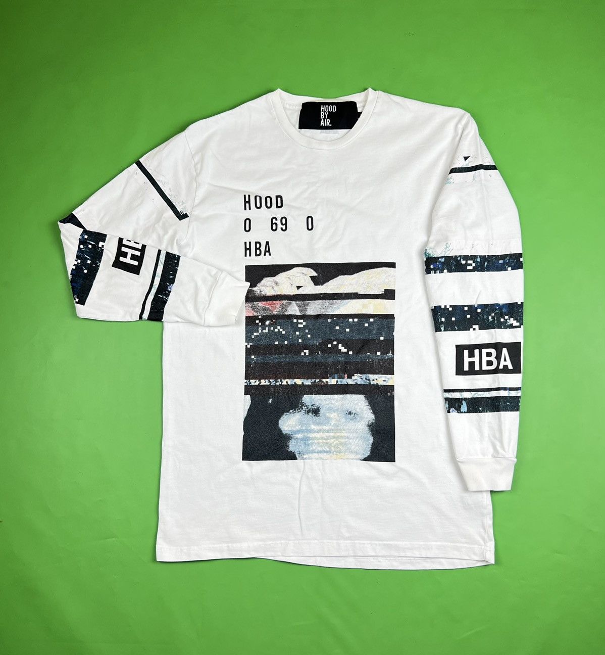 image of Hood By Air HBA White Layered Graphic L/s T-Shirt, Men's (Size XL)