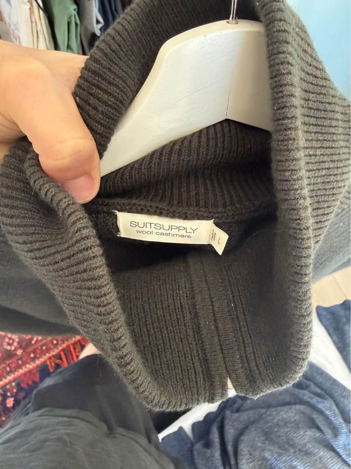 Suitsupply Suitsupply Green Wool Cashmere Quarter Zip (Large) Size US L / EU 52-54 / 3 - 2 Thumbnail