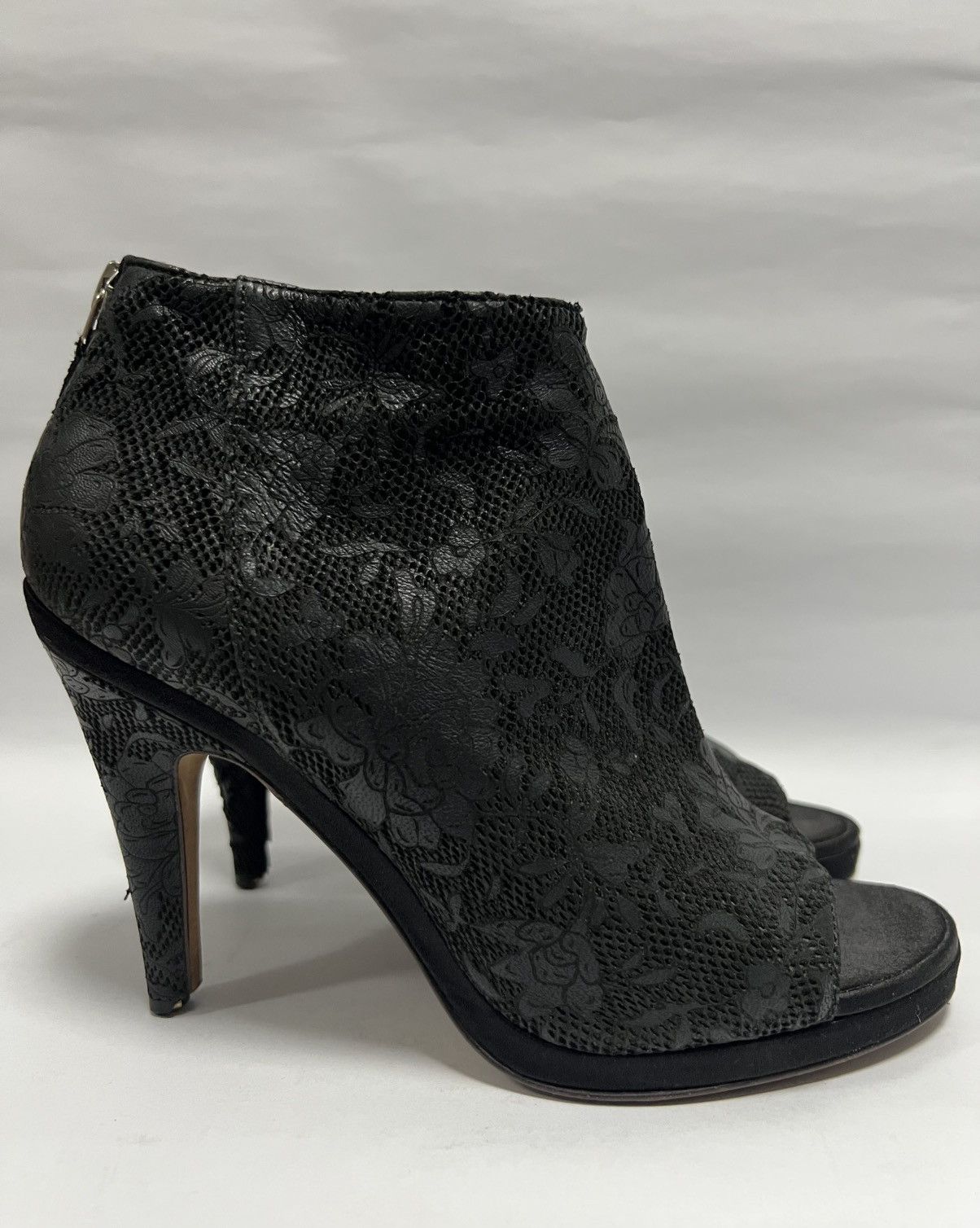 Chanel - Lace Coco Mark Open Toe Short Boots