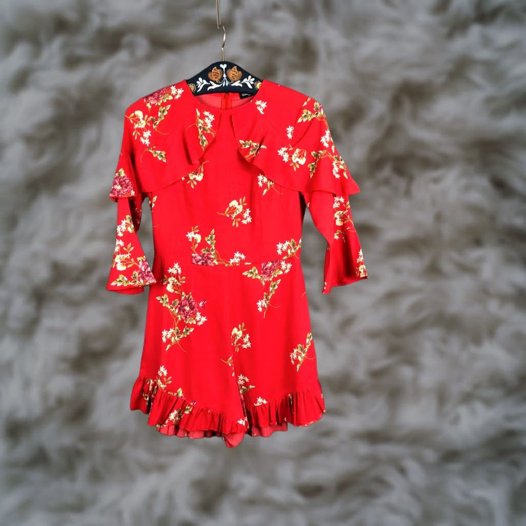 Dolce & Gabbana Dolce&Gabbana Romper Shirt Women Floral Red Viscose One-Size Summer Casual Party/Cocktail Size ONE SIZE - 1 Thumbnail