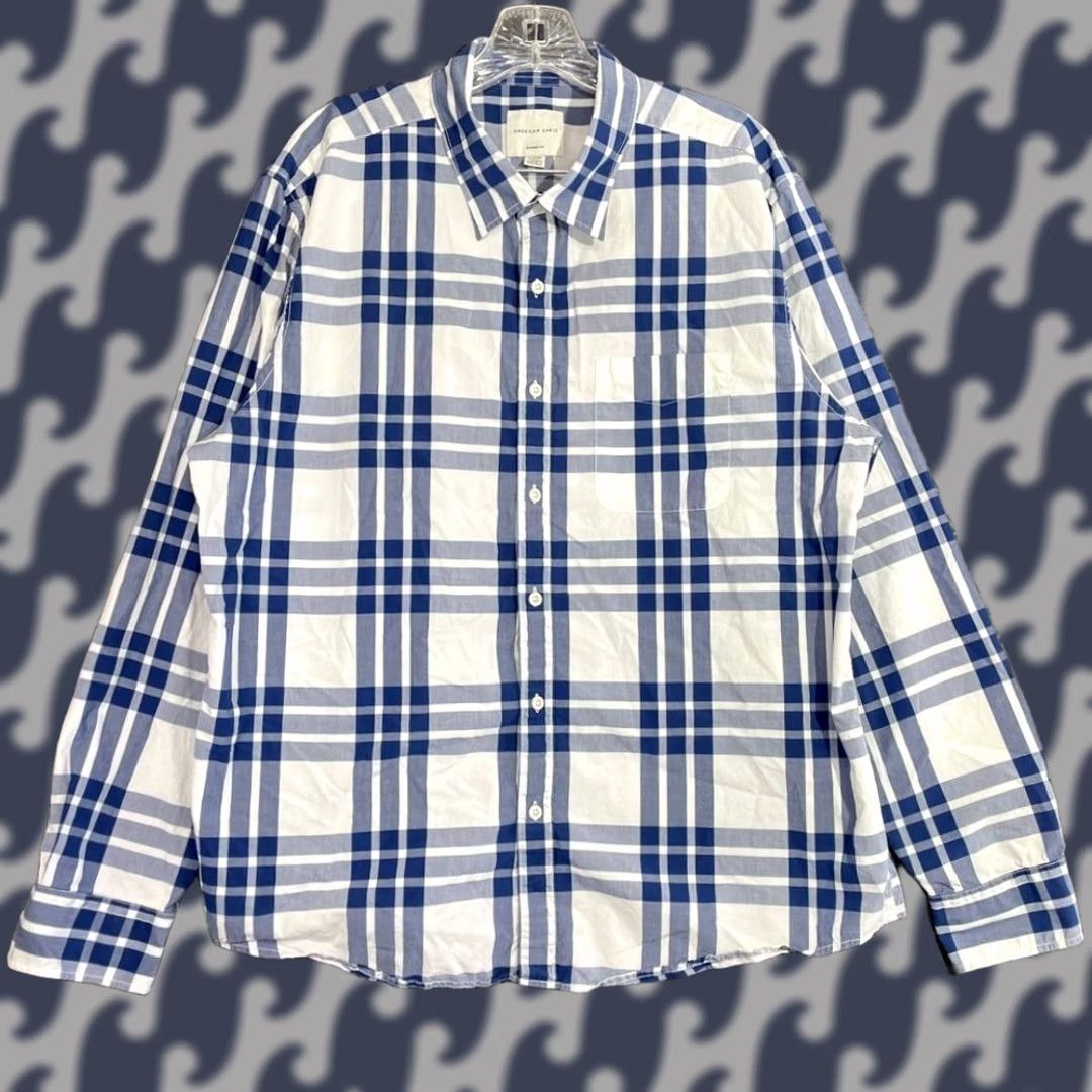 American Eagle Outfitters American Eagle Button Up Flannel Shirt Blue White Classic Fit Men XL Long Sleeve Casual Wear Size US XL / EU 56 / 4 - 1 Thumbnail