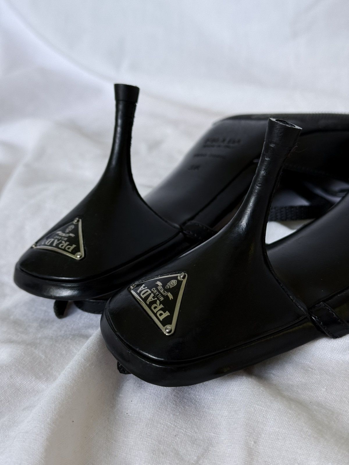Prada Prada Black Patent Leather Metal Plaque Sandals Mules Size US 6 / IT 36 - 8 Thumbnail