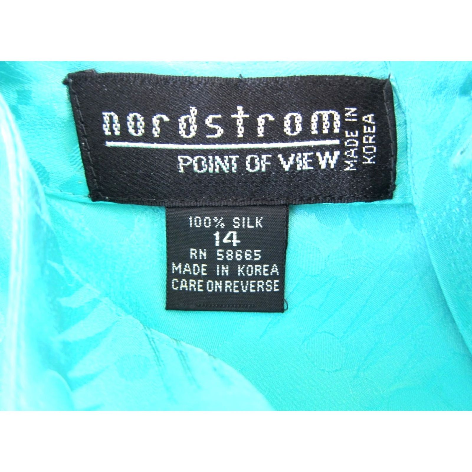 Nordstrom VINTAGE Nordstrom Point of View 100% Silk Teal Blue Short Sleeve Pleat Midi Dress 14 Size 36" / US 14 / IT 50 - 3 Thumbnail