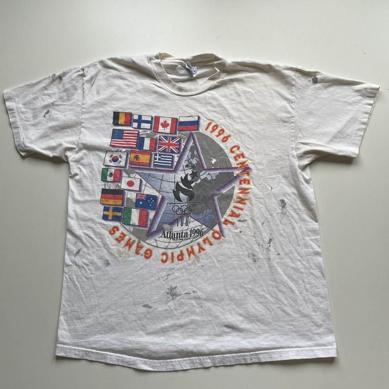 Hanes Vintage 1996 Atlanta USA Olympic Games T Shirt XL Hanes Rare Size US XL / EU 56 / 4 - 1 Thumbnail