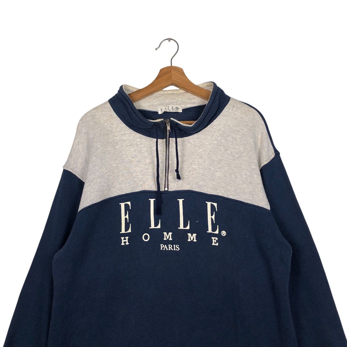 Japanese Brand × Vintage 📌Vintage Half Zipper Sweatshirt Collar Elle Homme Paris Size US L / EU 52-54 / 3 - 4 Thumbnail
