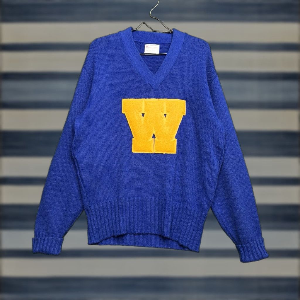 Vintage VINTAGE EAST TENN Sweater Mens Medium Blue Acrylic 80s Letterman Pullover Varsity Size US M / EU 48-50 / 2 - 1 Thumbnail