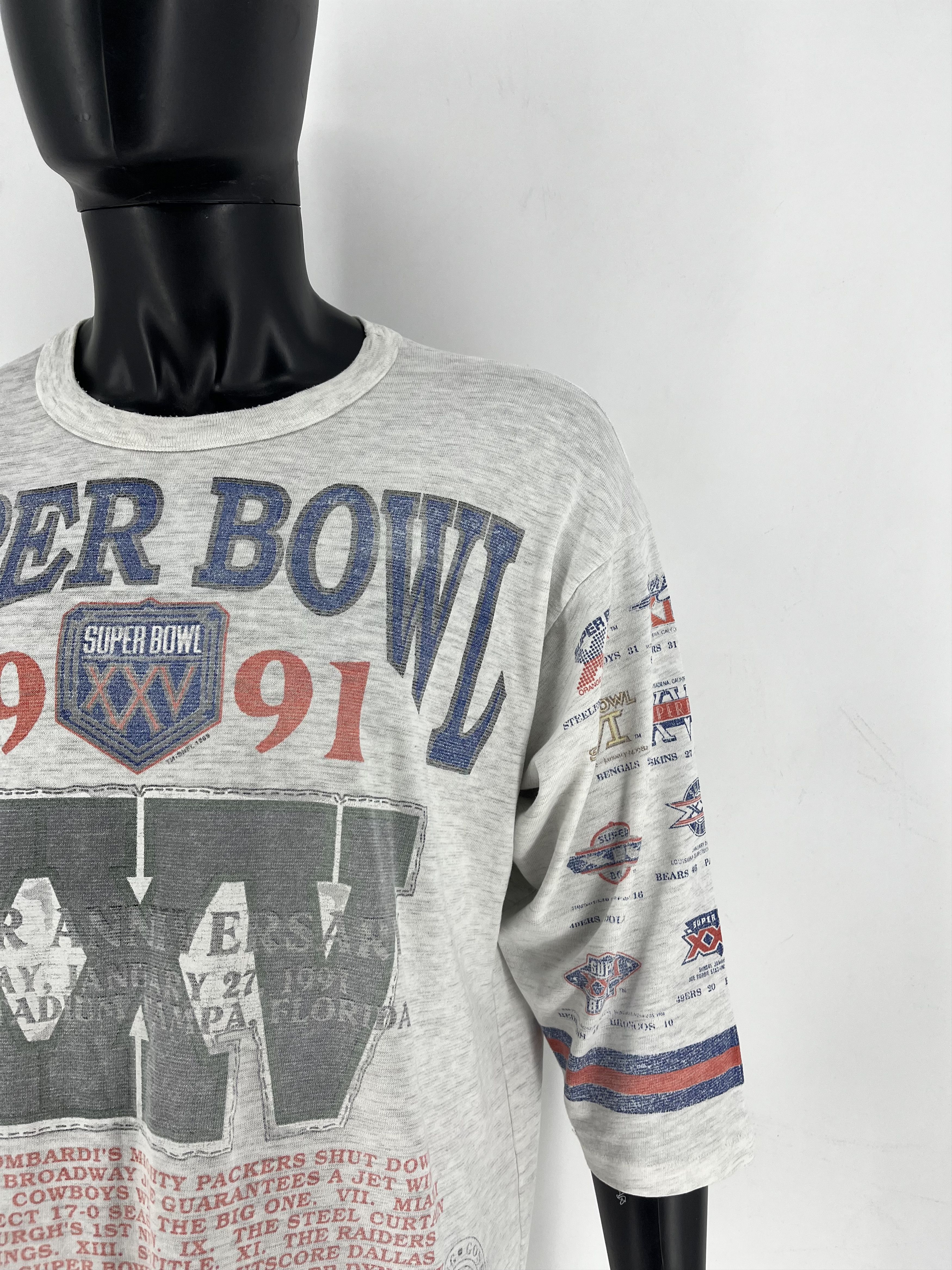 NFL Vintage 90s Super Bowl XXV 1991 Tee XL Long Gone USA 3/4 Size US XL / EU 56 / 4 - 8 Thumbnail