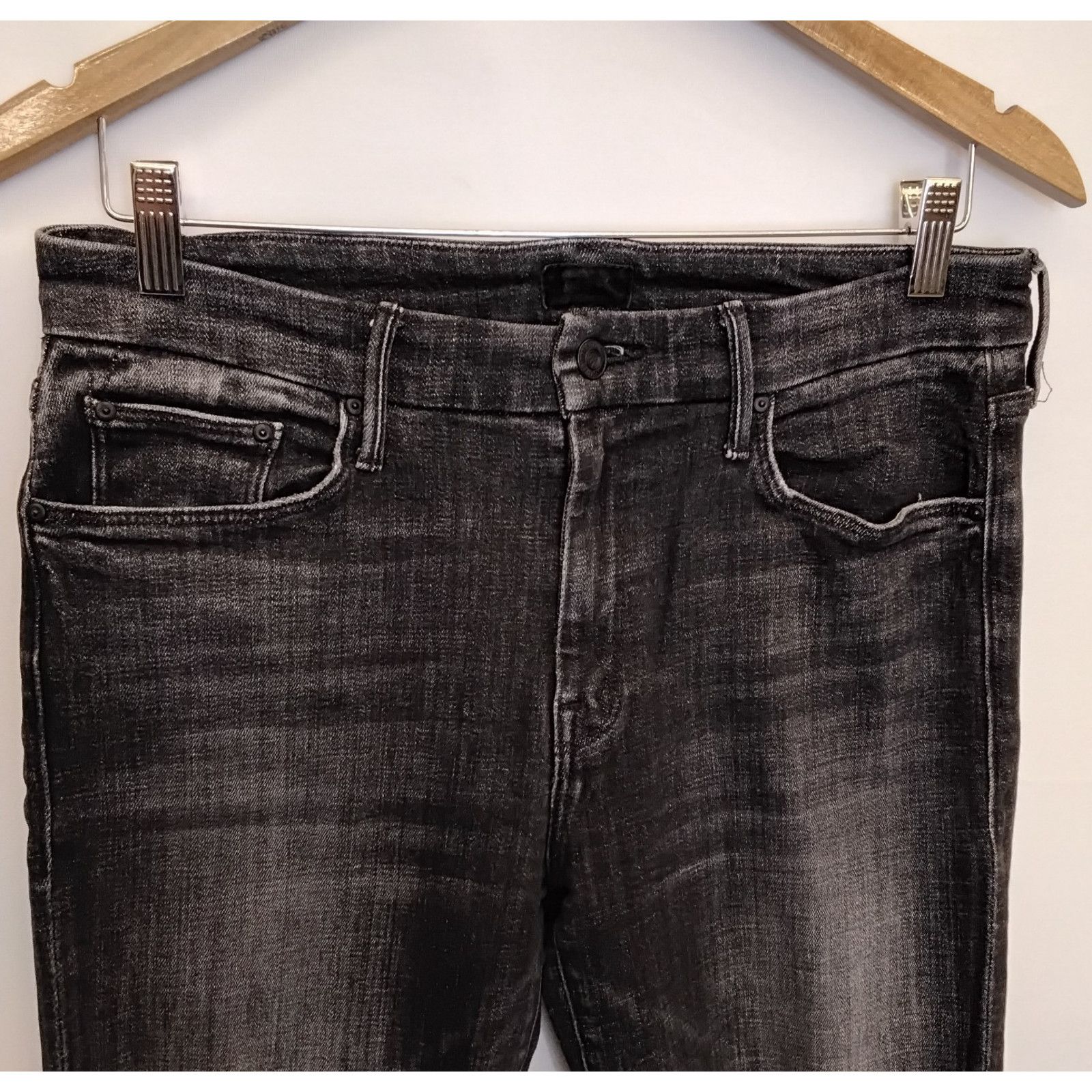 MOTHER Mother The Looker Ankle Fray Jeans Women's 29x27 Black Size 29" - 4 Thumbnail
