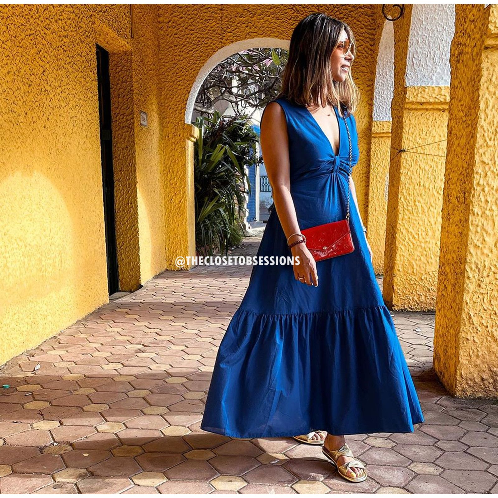 Mango MANGO Blue Sleeveless V-Neck Maxi Dress NWT Size M / US 6-8 / IT 42-44 - 11 Thumbnail